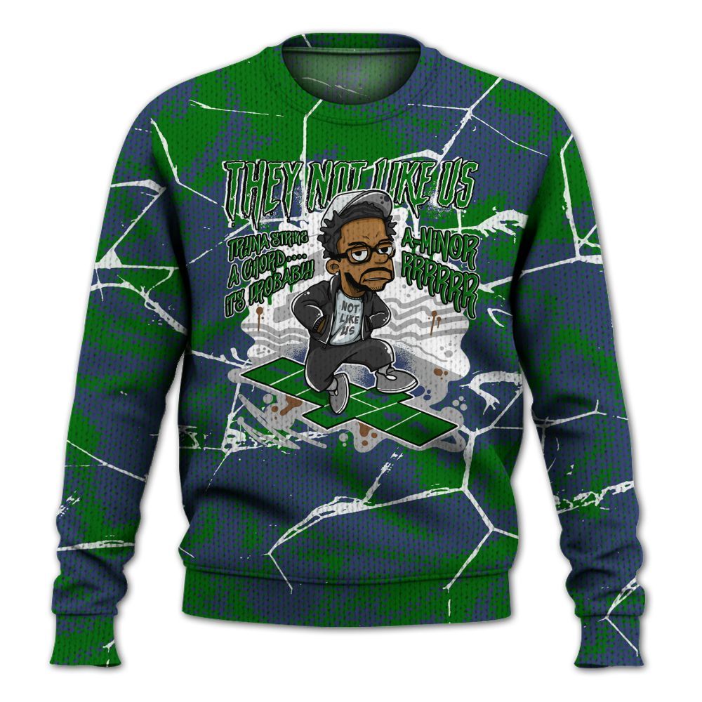 Knitted Sweater To Match Midnight Navy 13s - Hopscotch Dislike Us Graphic Crack