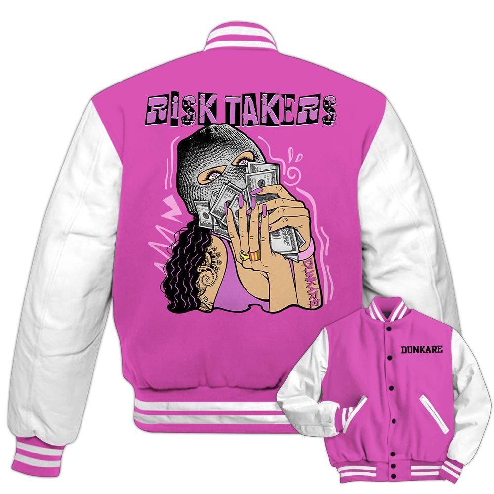 Varsity Jacket To Match Hyper Violet 4s - Risk Takers Unique Varsity Jacket Unisex