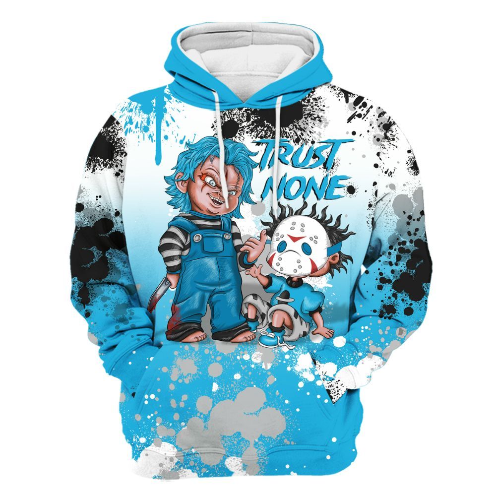 Hoodie To Match Black University Blue 2026 14s - Trust No One Scary All Over Print