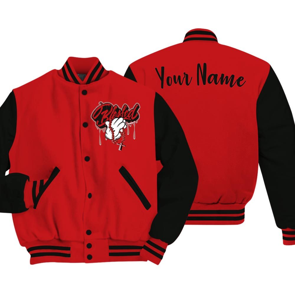 Varsity Jacket To Match Varsity Streetwear Custom Name God Blessed Drip, Bred Reimagined 4s, Sneaker Bred Reimagined 4s Baseball Varsity Jacket 1704 NCT