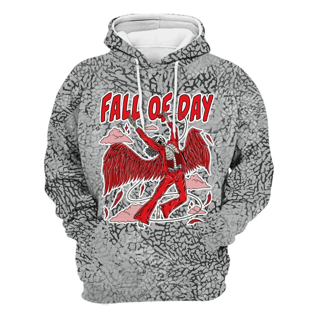 Hoodie To Match Cement Grey 3s - Fall Of Days Skeleton Heart All Over Print