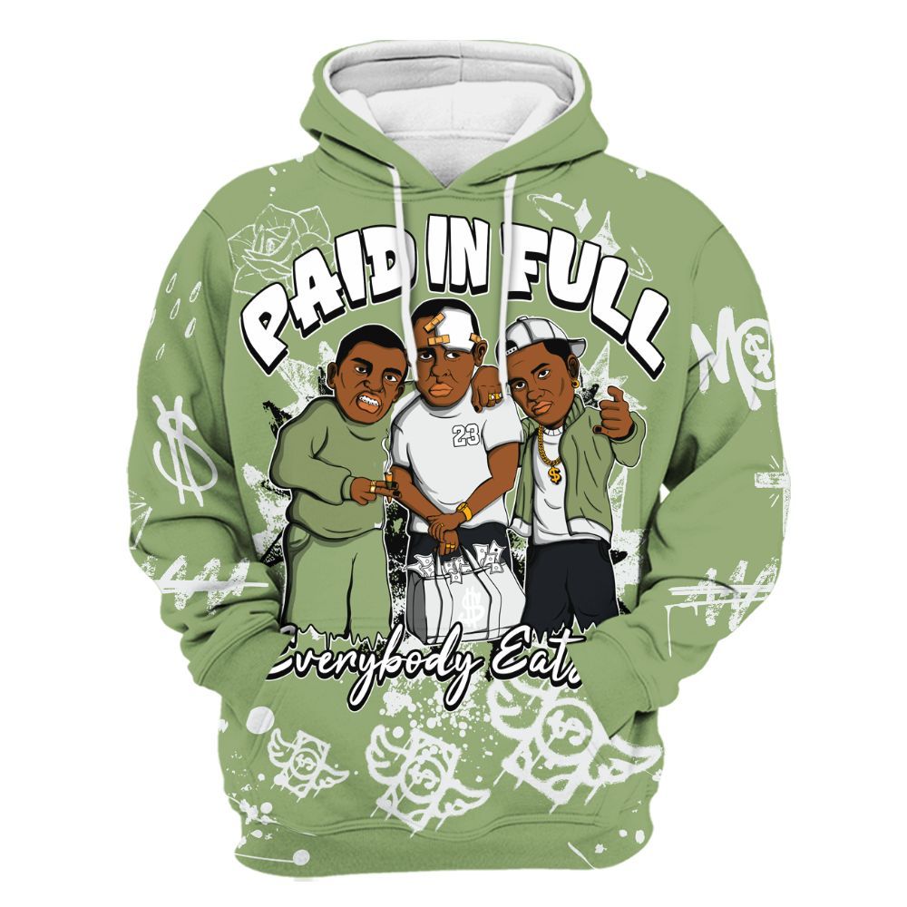 Hoodie To Match Oil Green 4s - Everybody Paid In Full Crayon All Over Print