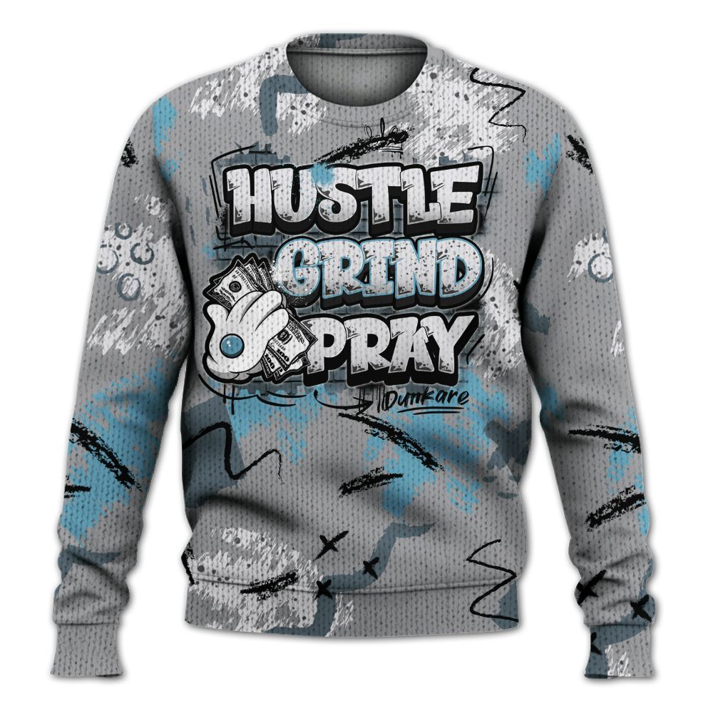 Sweater To Match Retro Light Graphite Wolf Grey 5s - Hustle Grind Pray Graphic Street Style Graphic