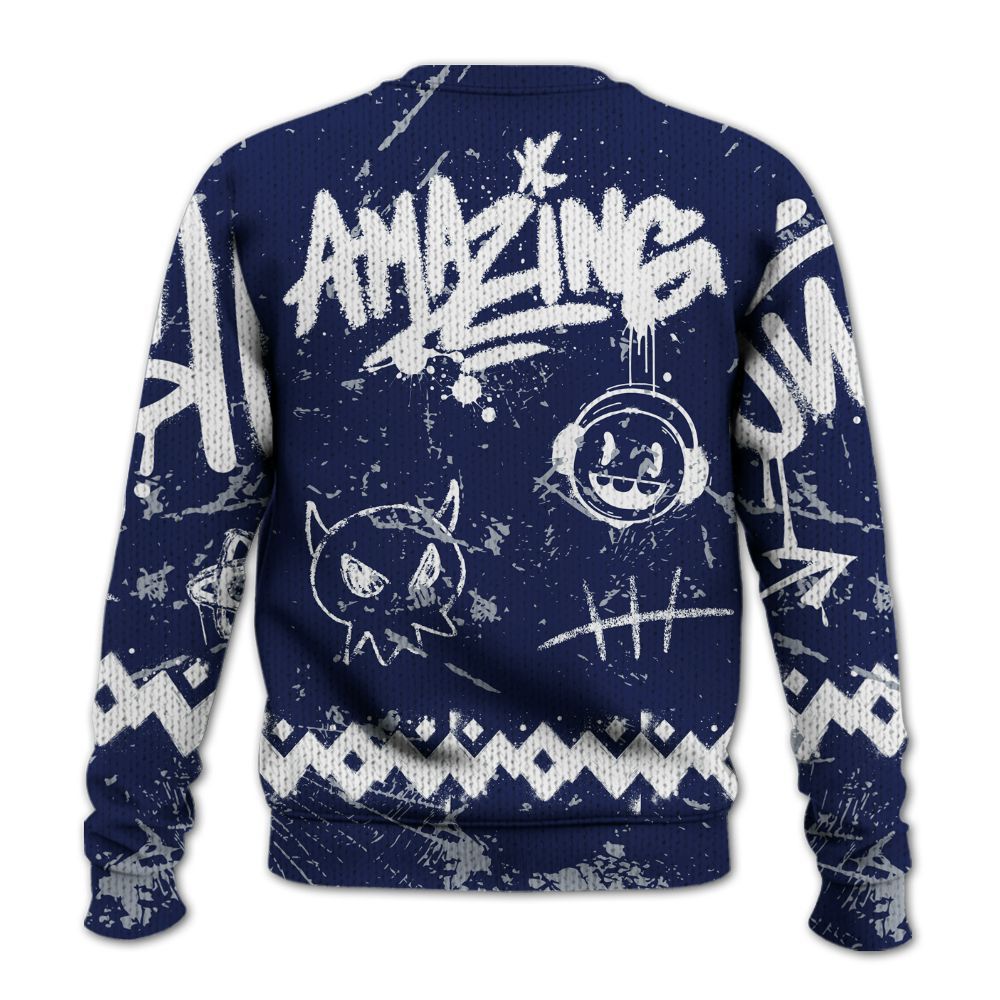 Knitted Sweater To Match Midnight Navy 11s - Friday Sneaker Crayon