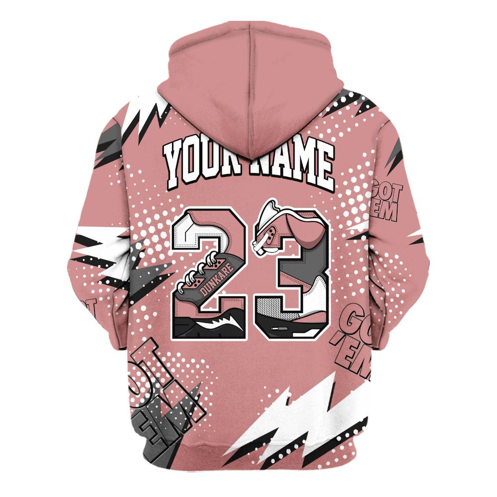 Hoodie To Match Low OG Rust Pink 1s - Custom Name Number 23 5s All Over Print