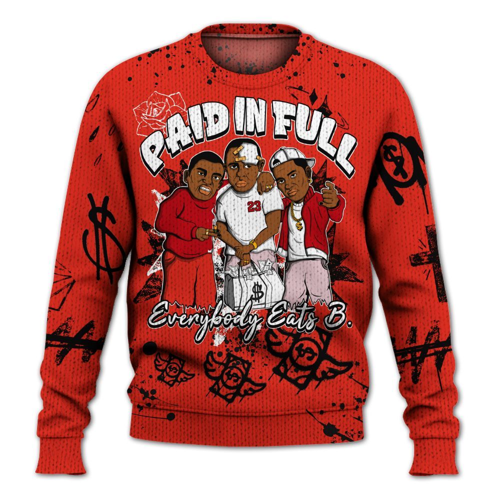 Knitted Sweater To Match Air Force 1 Low GS Valentine's Day - Everybody Paid In Full Crayon