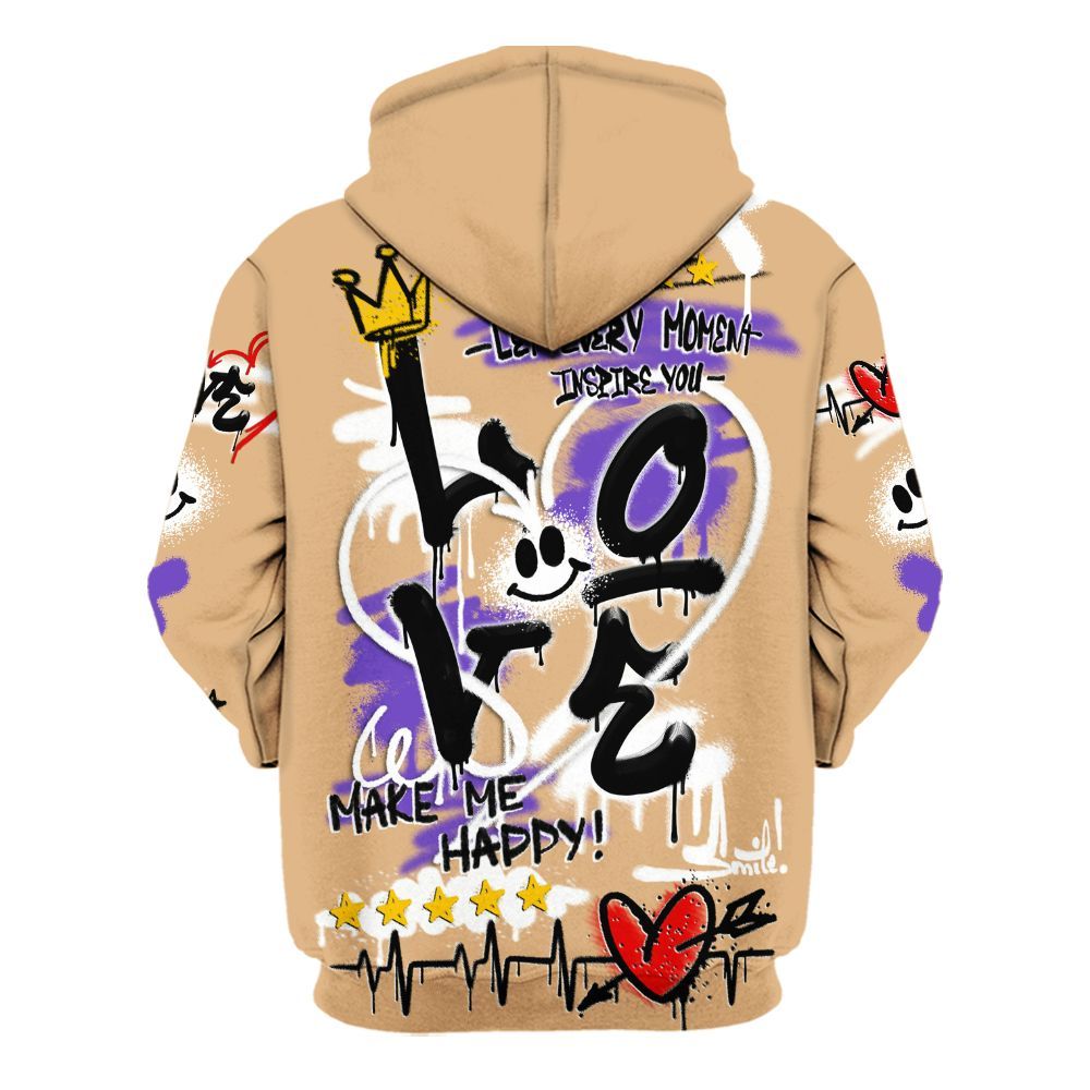 Hoodie To Match SE Afrobeats 7s - Happy Love Beats Graffiti Streetwear All Over Print