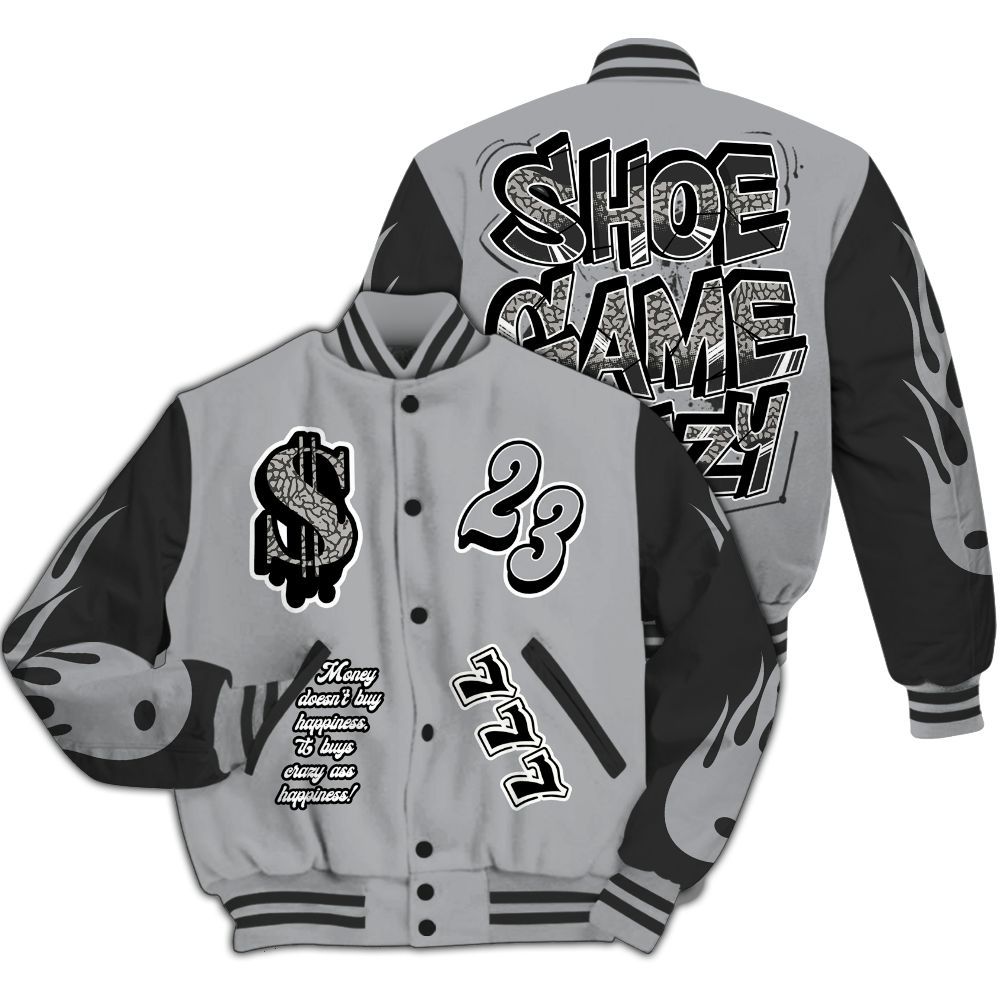Varsity Jacket To Match Black Cement 3s - Shoe Game Crazy Graphic All Over Print