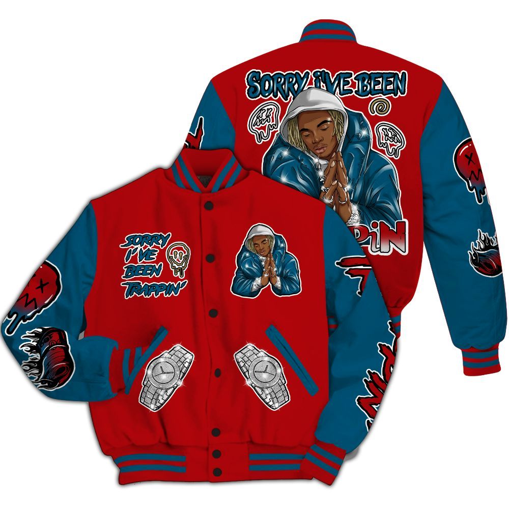 Varsity Jacket To Match OG Varsity Red 17s - Trappin' Unique All Over Print