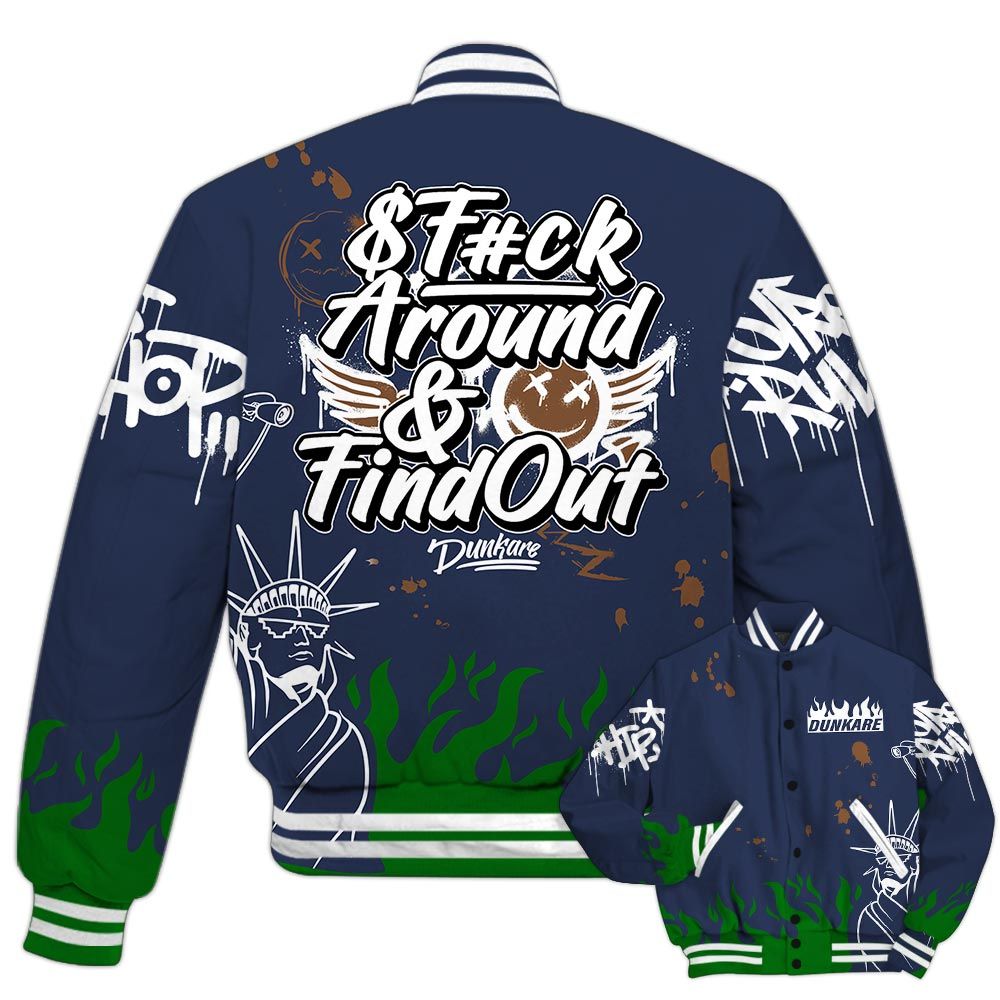 Varsity Jacket To Match Midnight Navy 13s - Graphic Fck Around Find Out Varsity Jacket Outfit