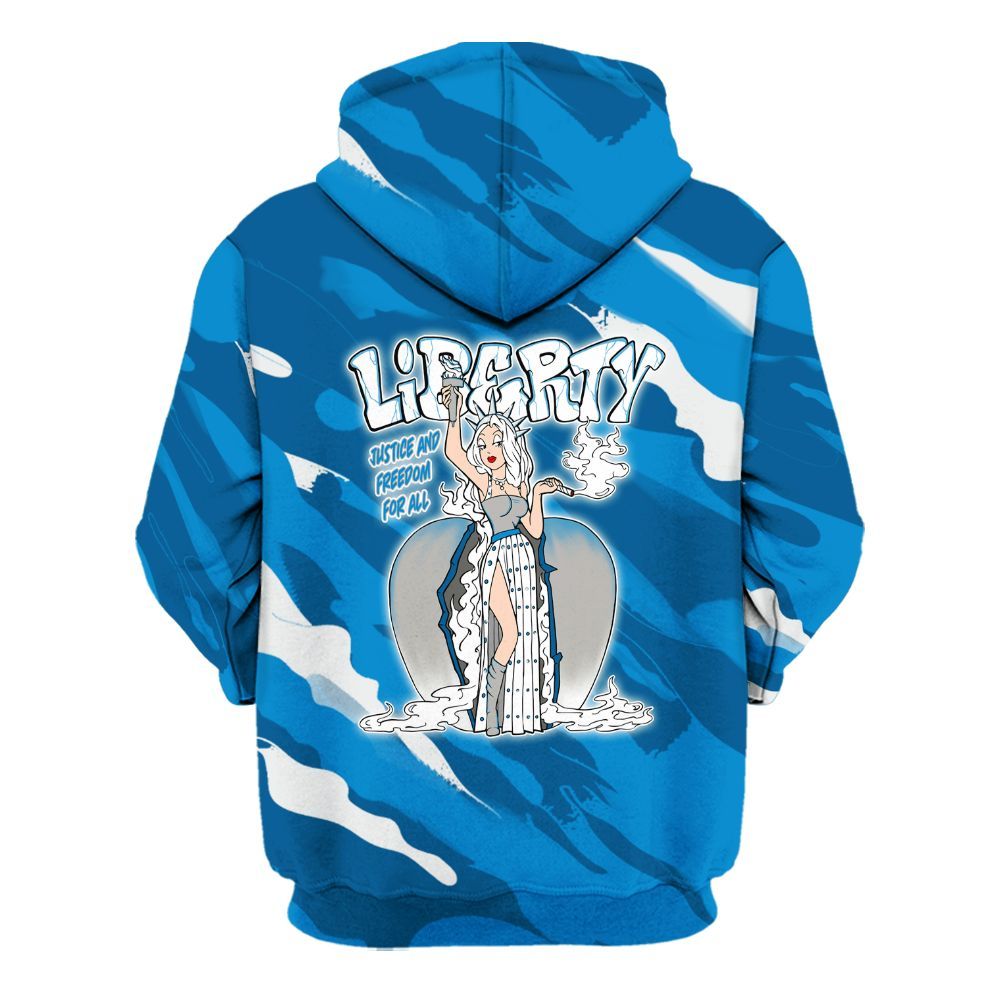 Hoodie To Match Military Blue 4s - Midwest Cartoon Colored All Over Print