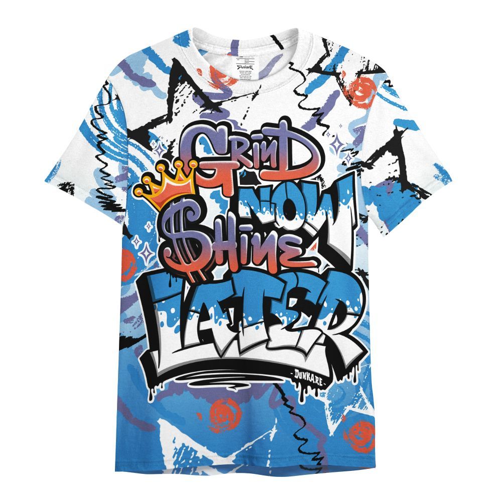 Shirt To Match Hi-Res Blue 700s - Grind Shine Later Drip All Over Print