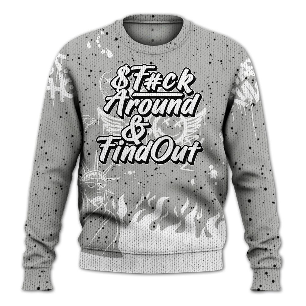 Knitted Sweater To Match Retro White Oreo 4s - Graphic Fck Around Find Out