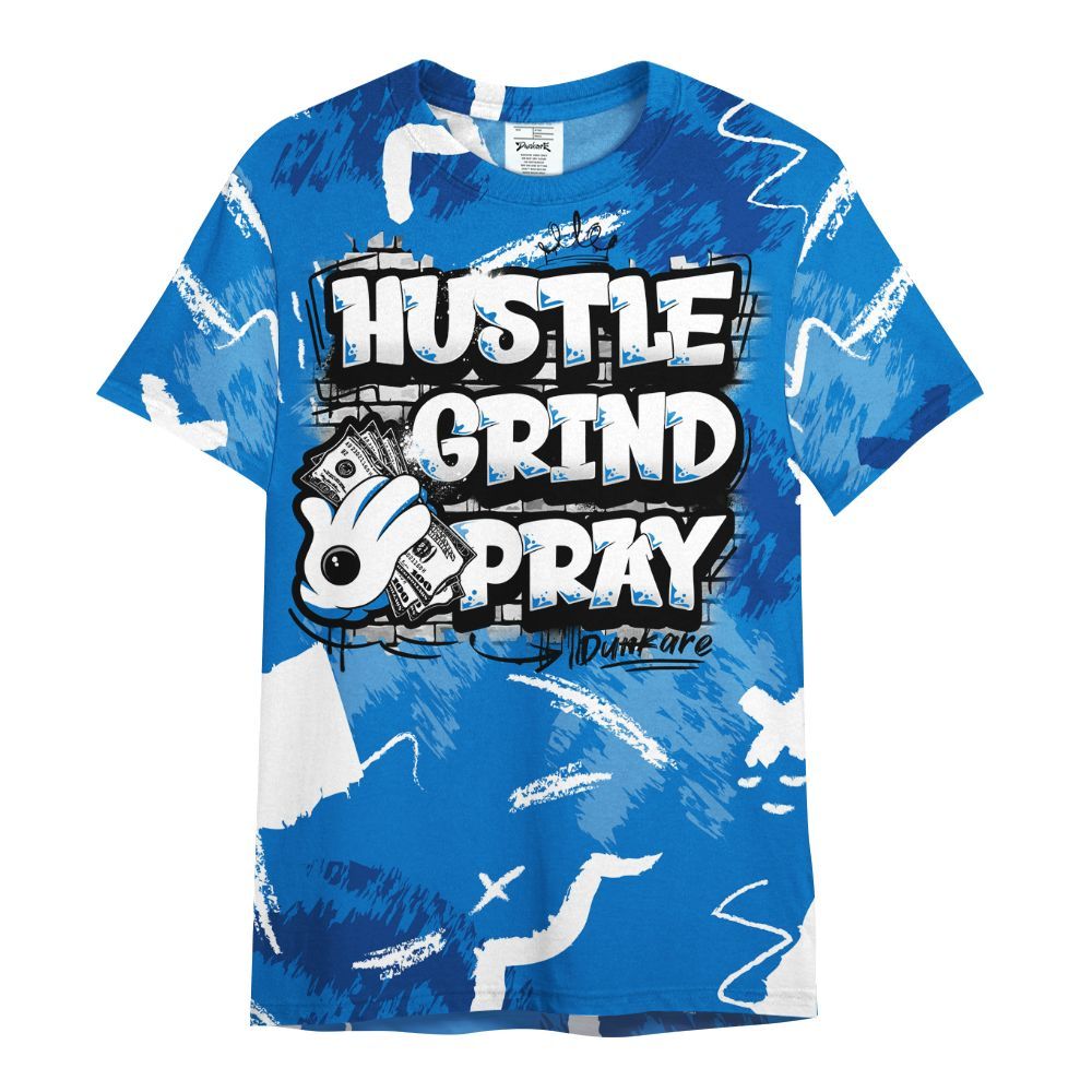 Shirt To Match Blueberry 12s - Hustle Grind Pray Graphic Street Style All Over Print