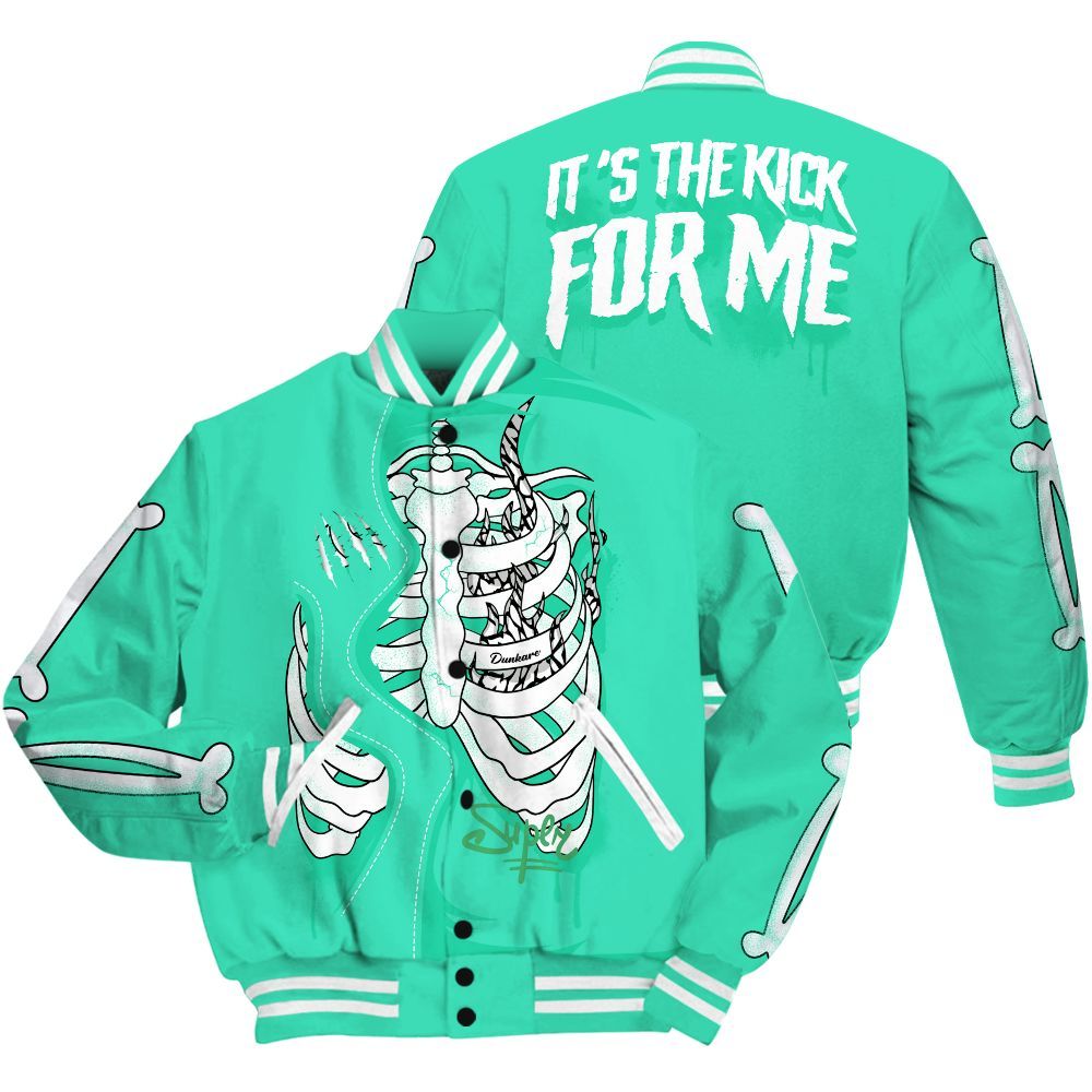 Varsity Jacket To Match Black Green Glow 3s - It's The Kick For Me Green Glow 3s Outfit All Over Print