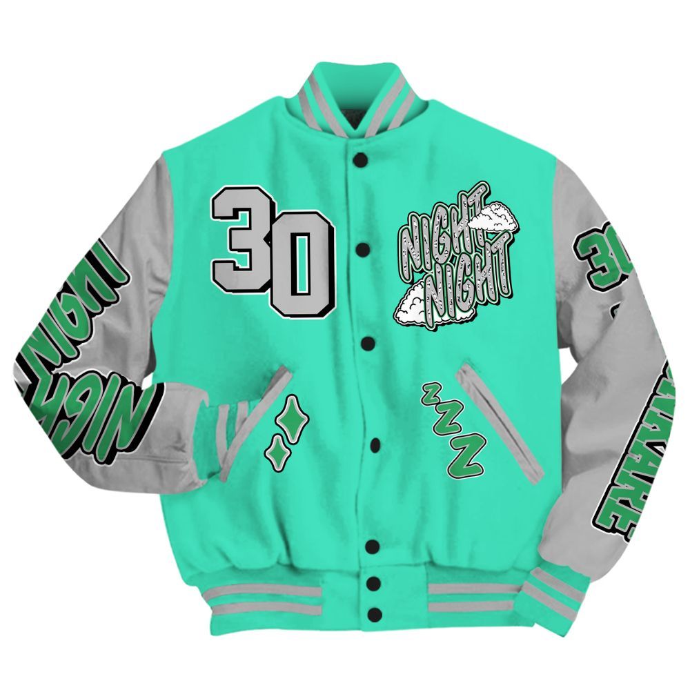 Varsity Jacket To Match Black Green Glow 3s - Seeya Skeleton All Over Print
