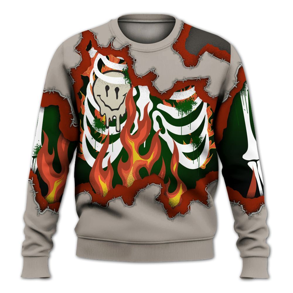 Sweatshirt To Match El Grito 5s - Skeleton On Fire Skrrt All Over Print