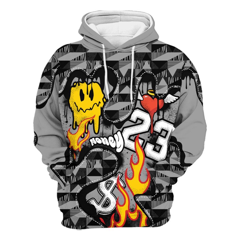 Hoodie To Match Black Wolf Grey 12s - 23 Smile Burning Heart All Over Print