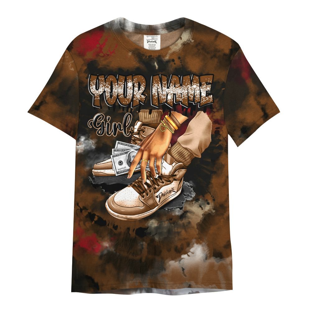 Shirt To Match Archaeo Brown 5s - Custom Name SNEAKER Girl Money Drip Tie Dye All Over Print