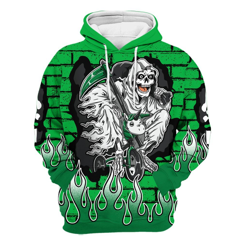 Hoodie To Match Lucky Green 5s - Self Make Skeleton Crashed All Over Print
