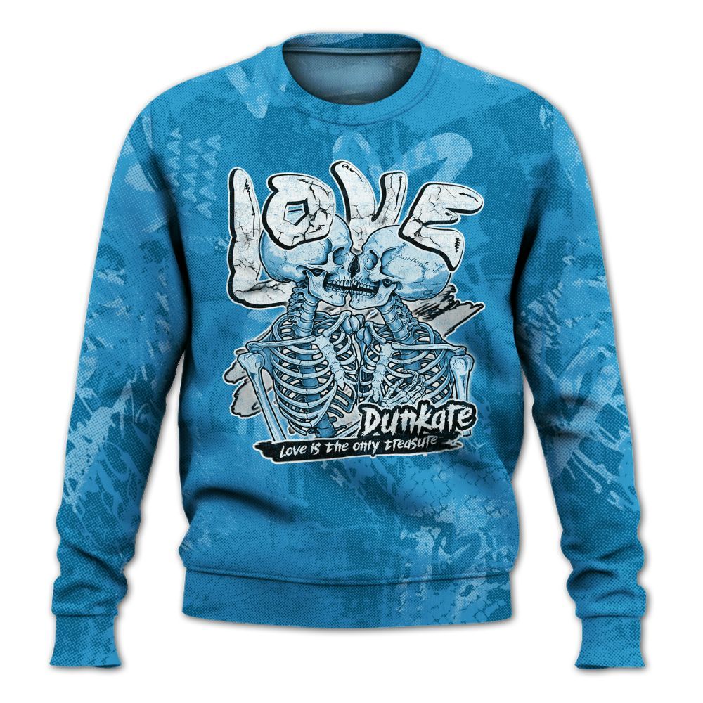 Sweatshirt To Match Powder Blue 9s - Skull Love All Over Print