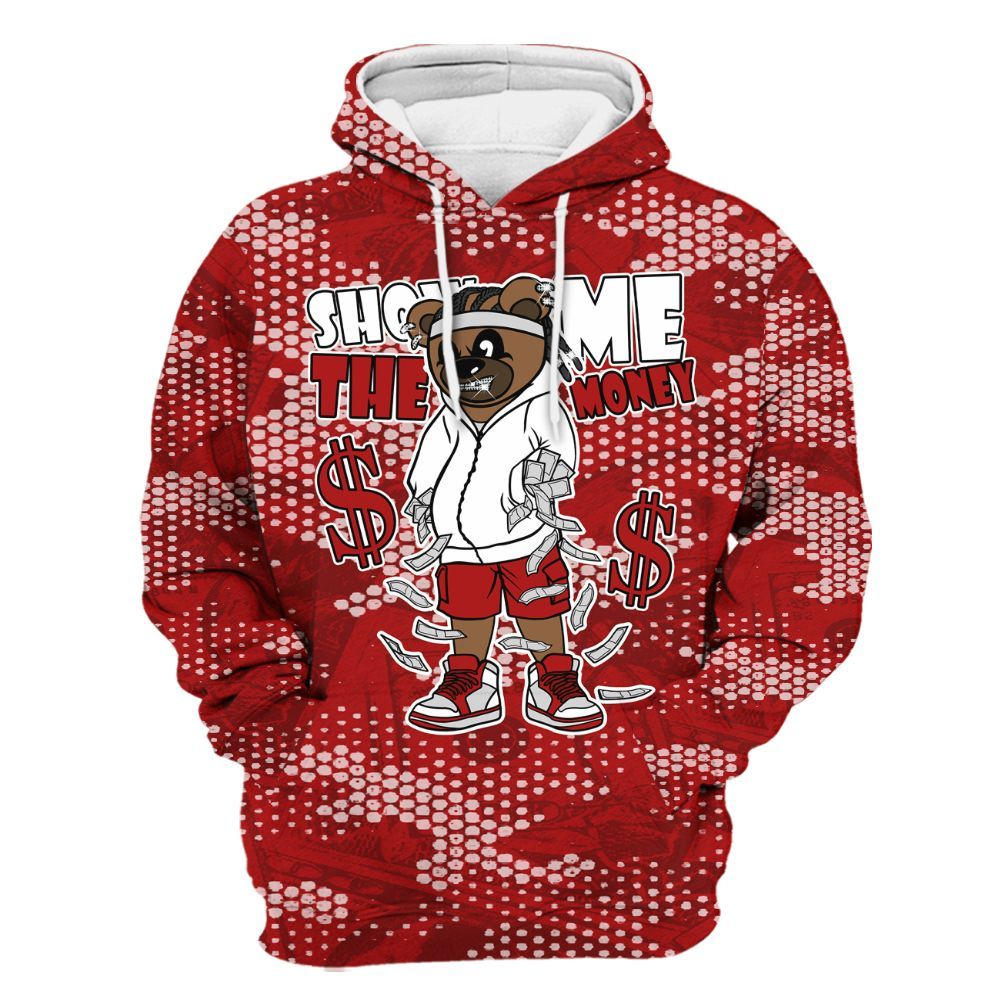 Hoodie To Match Red Taxi 12s - Show Me Bear Banknotes Art All Over Print