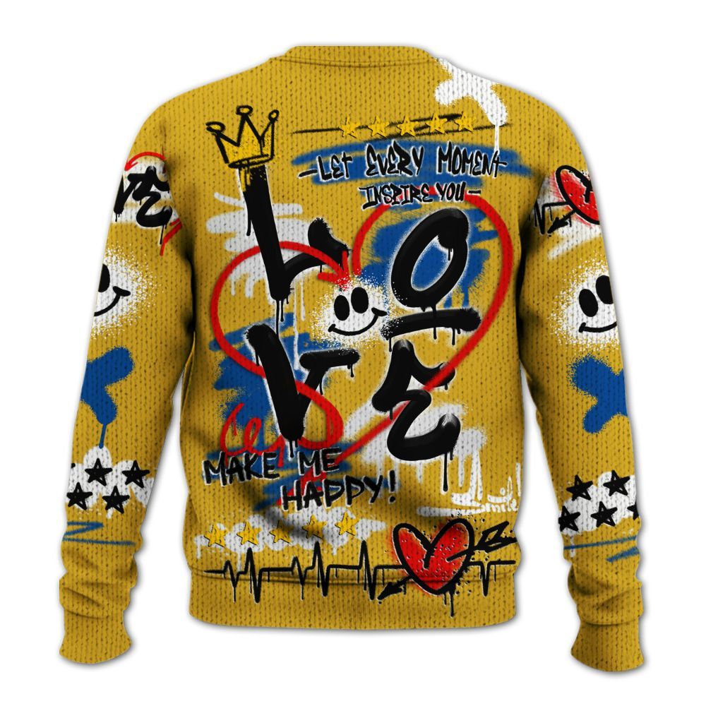 Knitted Sweater To Match High Laney 1s - Happy Love Beats Graffiti Streetwear