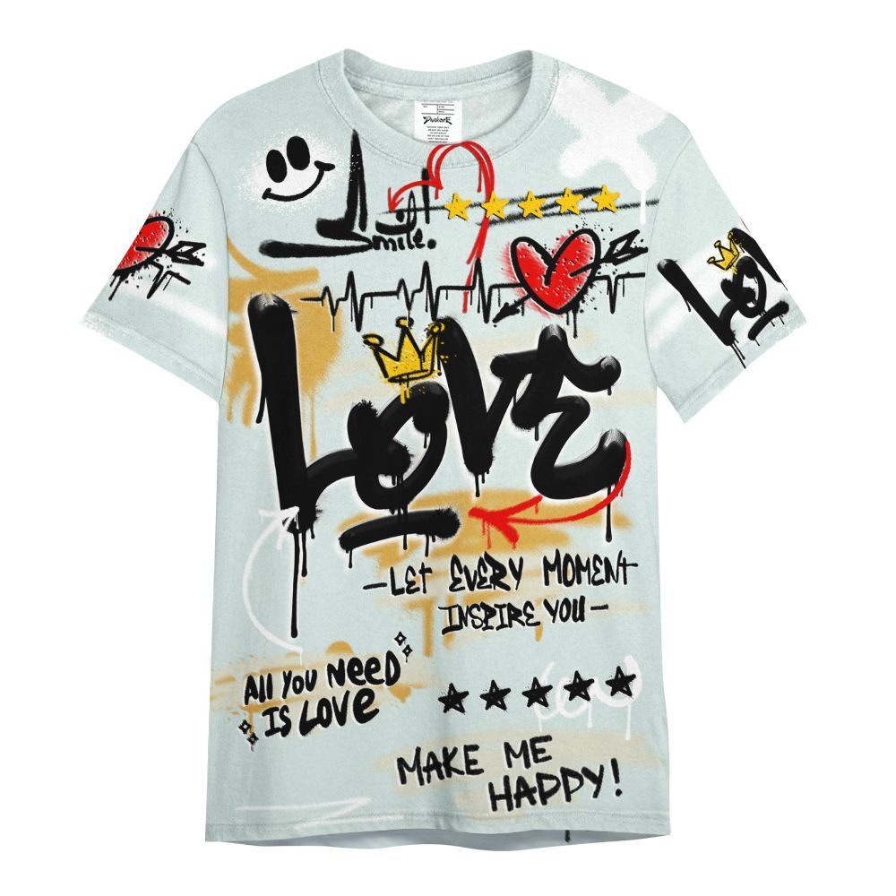 Shirt To Match Pure Platinum 4s - Happy Love Beats Graffiti Streetwear All Over Print
