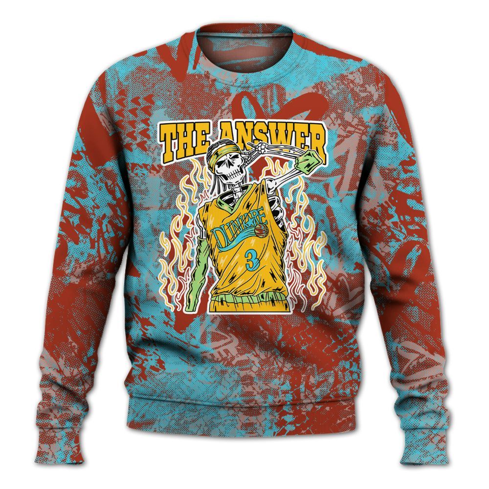 Sweatshirt To Match SB Dunk Di'Orr Greenwood - Allen Answer Skeleton Heart All Over Print