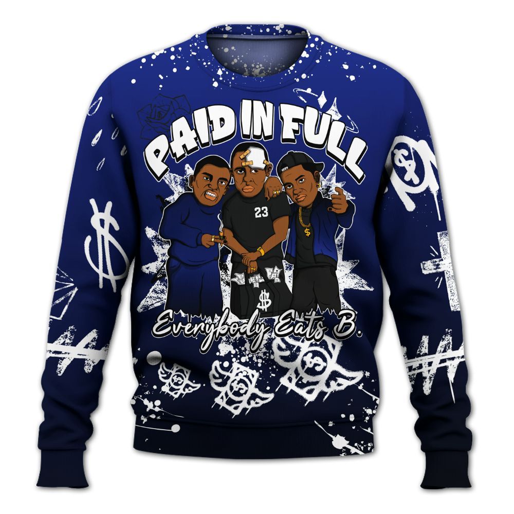 Sweatshirt To Match Air Max Plus Black Racer Blue - Everybody Paid In Full Crayon All Over Print