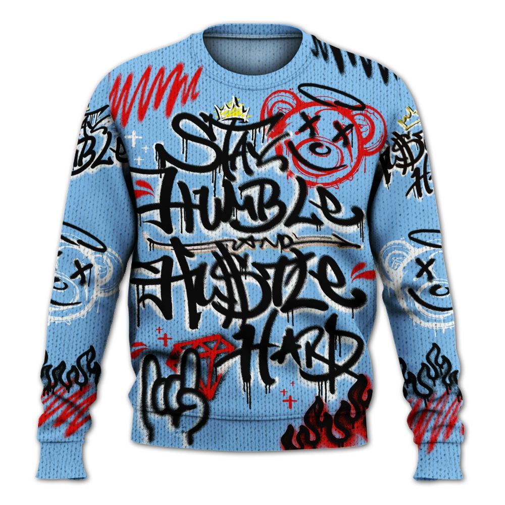 Knitted Sweater To Match University Blue 5s - Humble Drip Streetwear Graffity