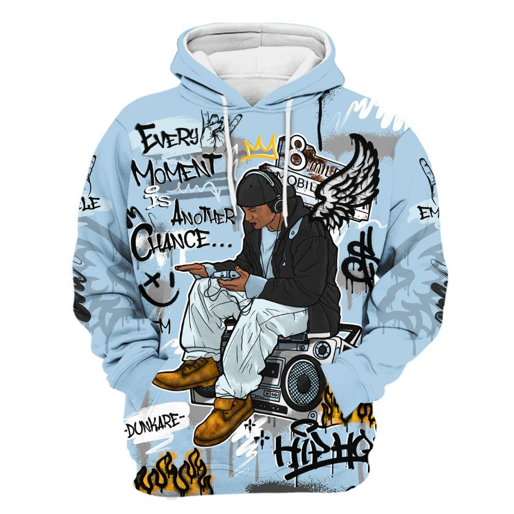 Hoodie To Match Foamposite One Psychic Blue - 8Mile Movie Graffiti All Over Print