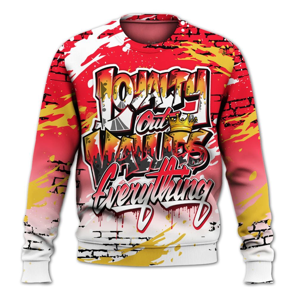 Sweatshirt To Match KD 18 Air Bakin - Values Of Loyalty Drip All Over Print