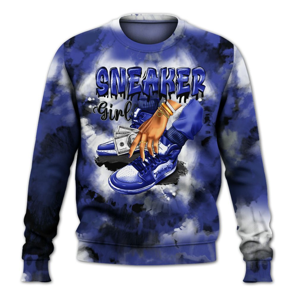 Sweatshirt To Match Shox TL Royal - SNEAKER Girl Money Drip Tie Dye All Over Print