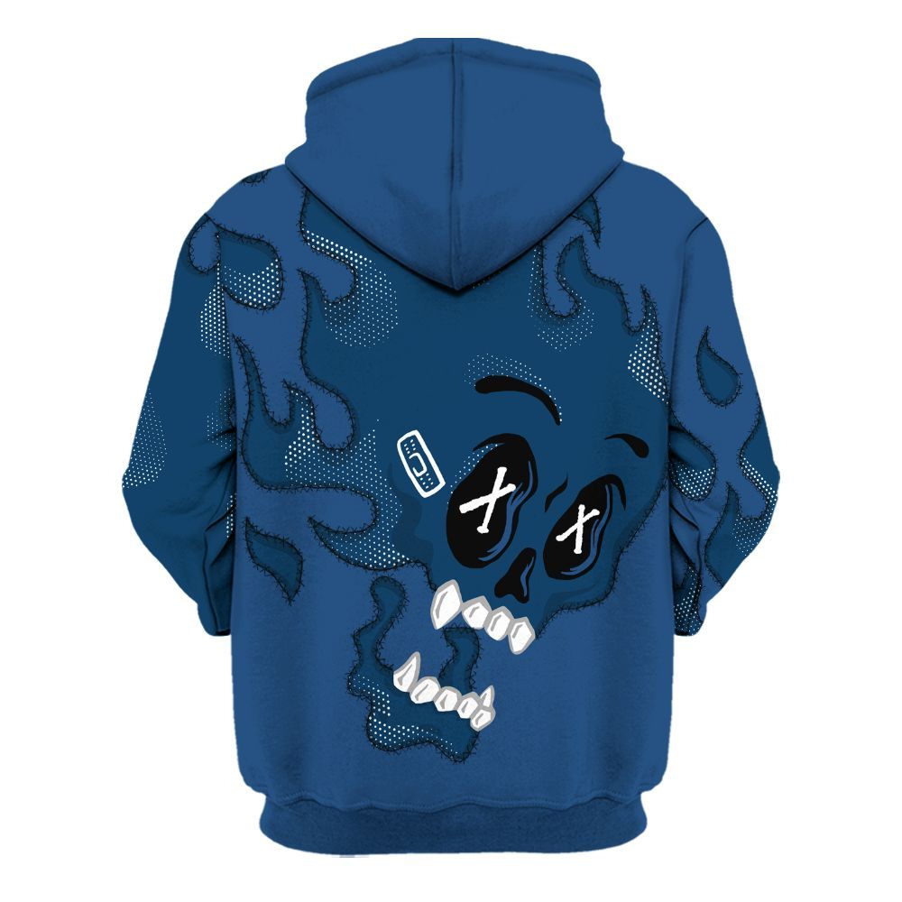 Hoodie To Match High OG Midnight Navy 1s - All Hustle No Lucky Skull All Over Print