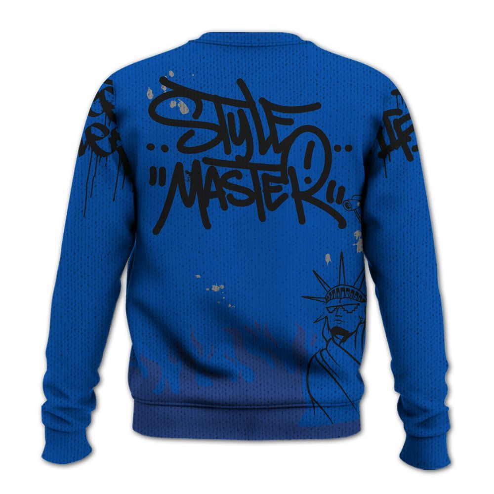 Knitted Sweater To Match Racer Blue 5s - Graphic Fck Around Find Out