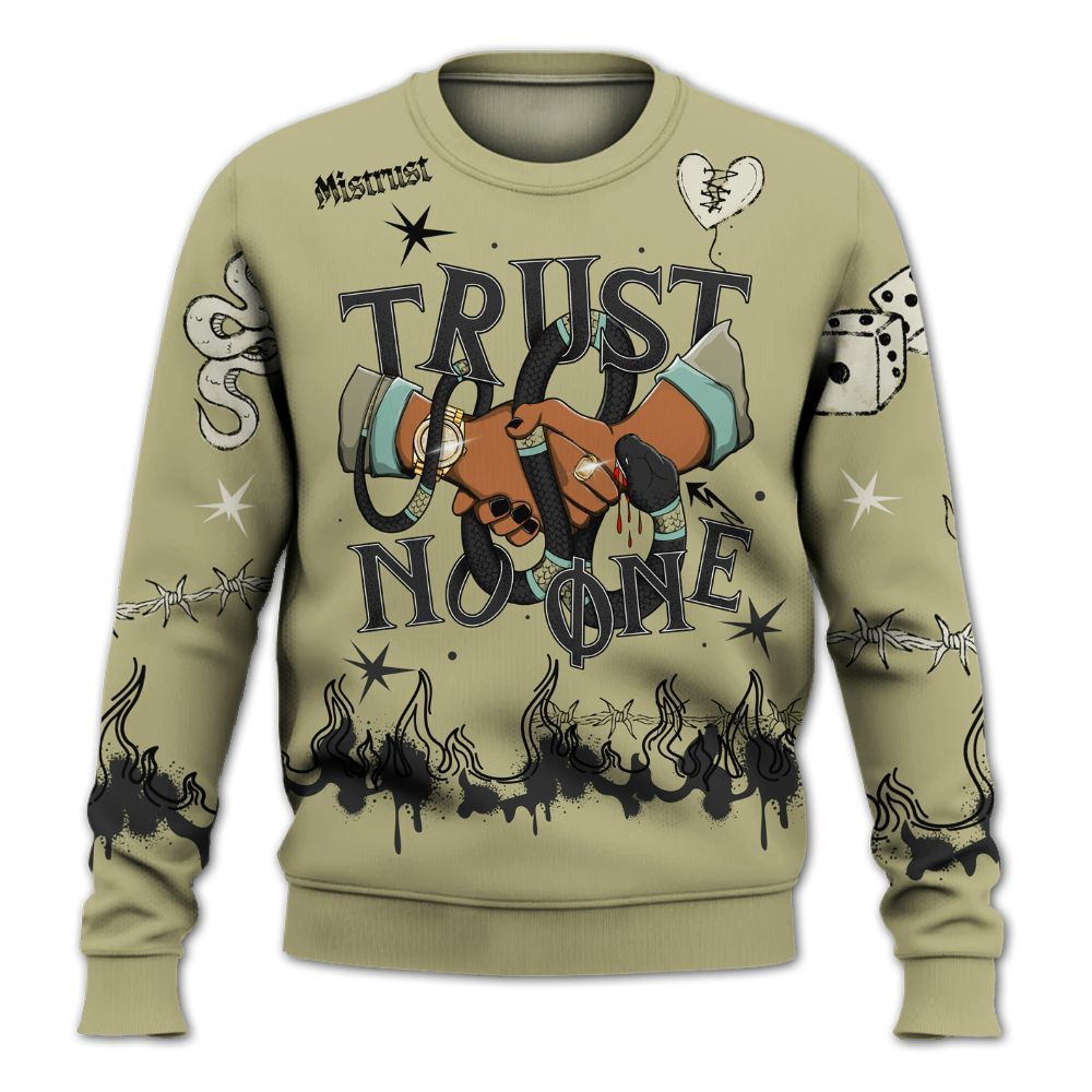 Sweatshirt To Match Dunk Low Suede Olive Aura - Trust No One Snake-Bite Doodle Crayon All Over Print