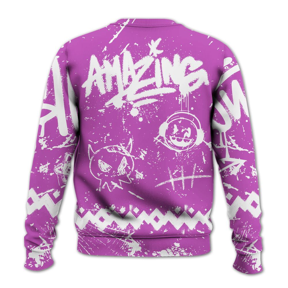 Sweatshirt To Match Hyper Violet 4s - Friday Sneaker Crayon All Over Print