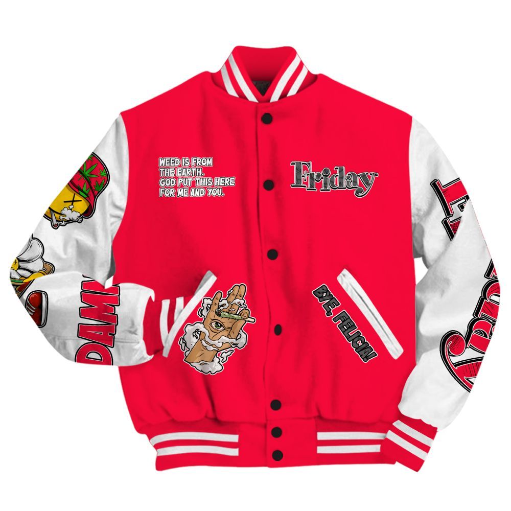 Varsity Jacket To Match Retro Fire Red 3s - Friday Sneaker Stress Style All Over Print