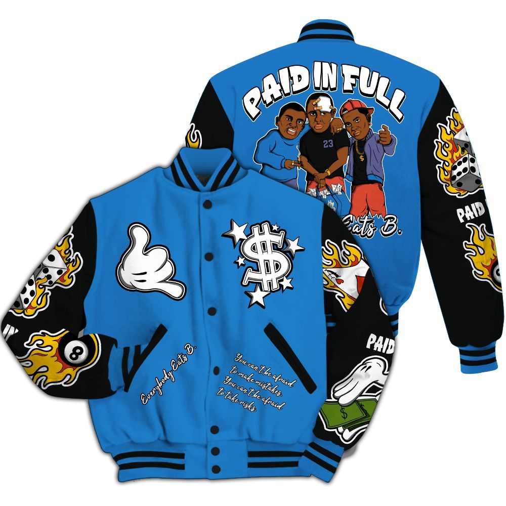 Varsity Jacket To Match Hi-Res Blue 700s - Everybody Paid In Full Graphic All Over Print