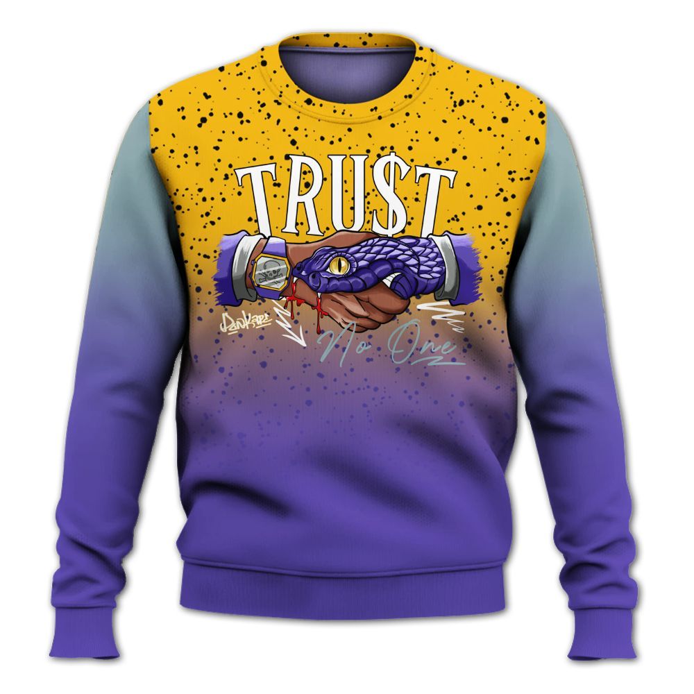 Sweatshirt To Match Imperial Purple 4s - Snake Trust No One Drip All Over Print