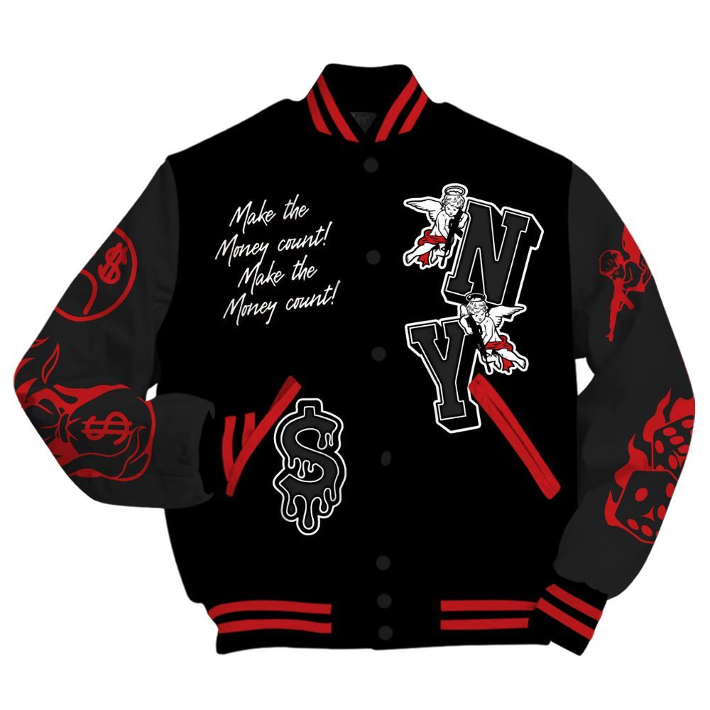 Varsity Jacket To Match Bloodline 12s - Paid In Full Money Graphic Varsity Jacket All Over Print