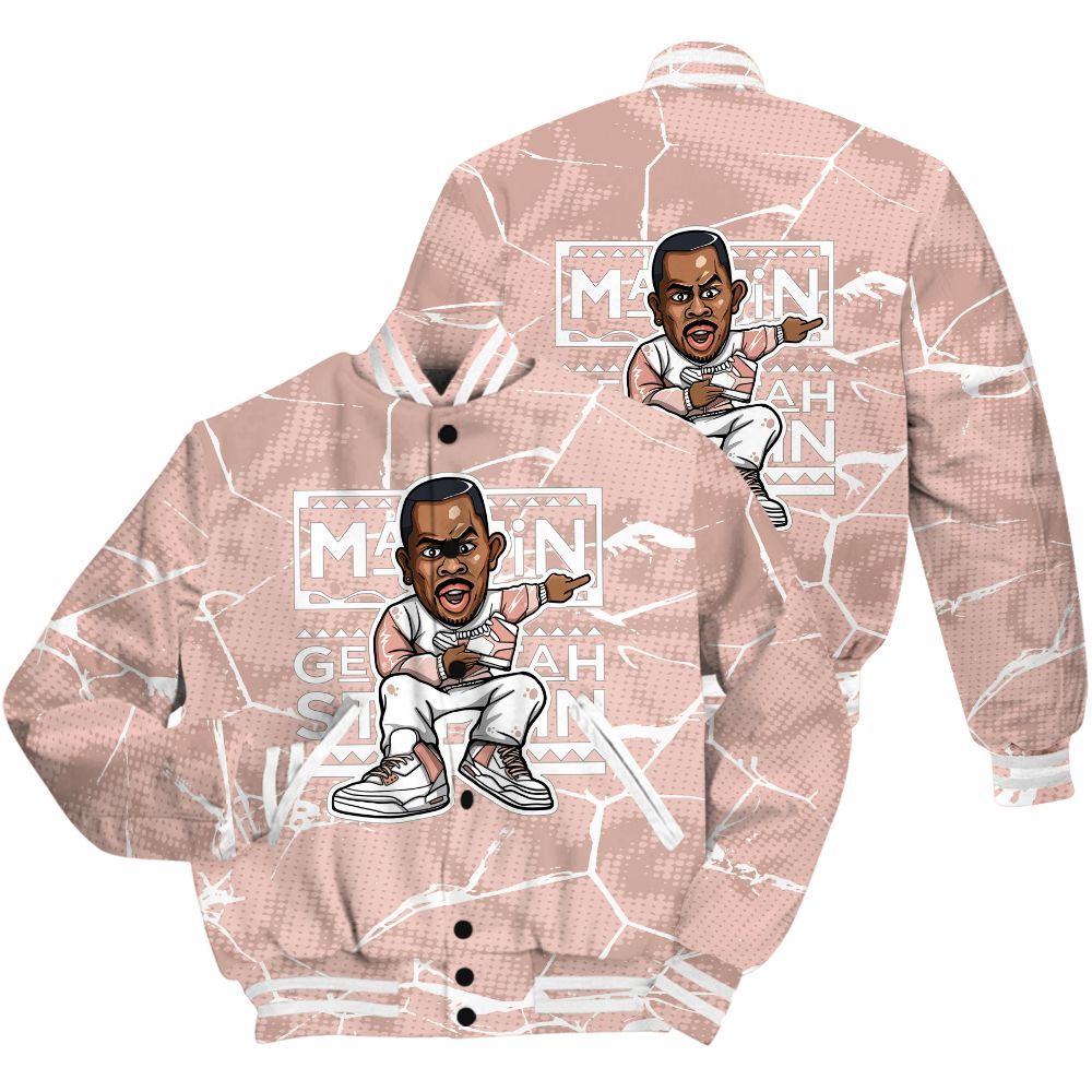 Varsity Jacket To Match Low Legend Pink 11s Shirt - Get Tag Sneakers Steppin' Graphic Crack All Over Print