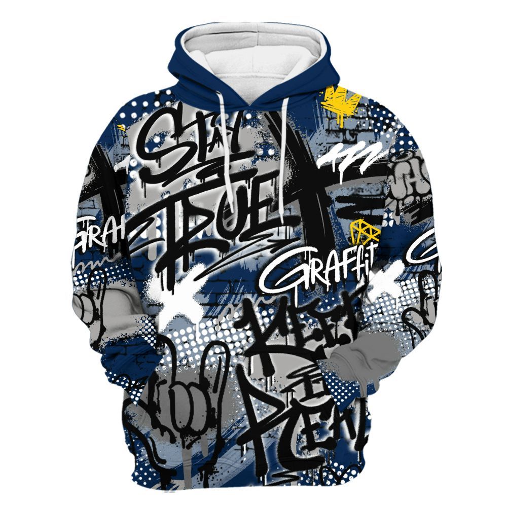 Hoodie To Match SB White Navy 4s - True It Real Graffiti Streetwear All Over Print