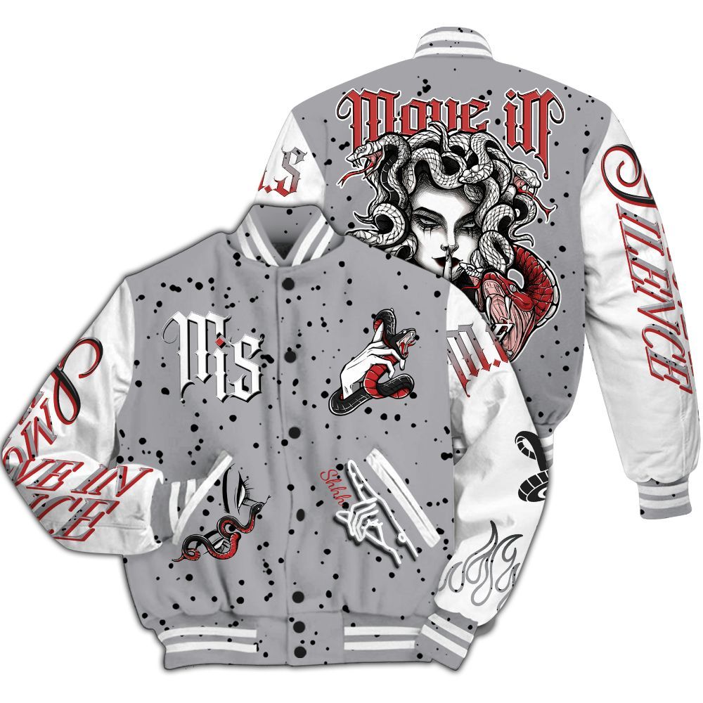 Varsity Jacket To Match White Cement 4s - Girl Move In Silence All Over Print