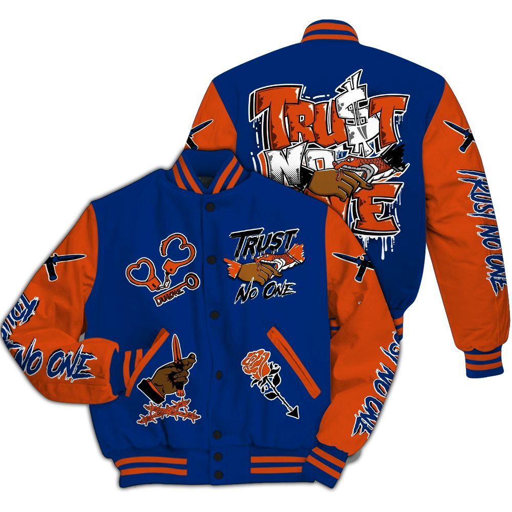 Varsity Jacket To Match Mid Knicks 1s - Trust No One Dripping All Over Print
