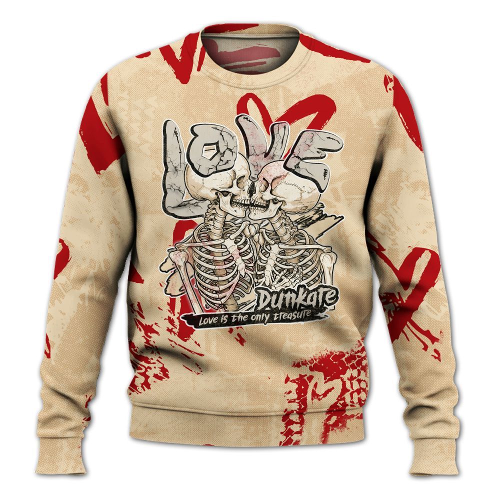 Sweatshirt To Match Dunk Low Strawberry Waffle - Skull Love All Over Print