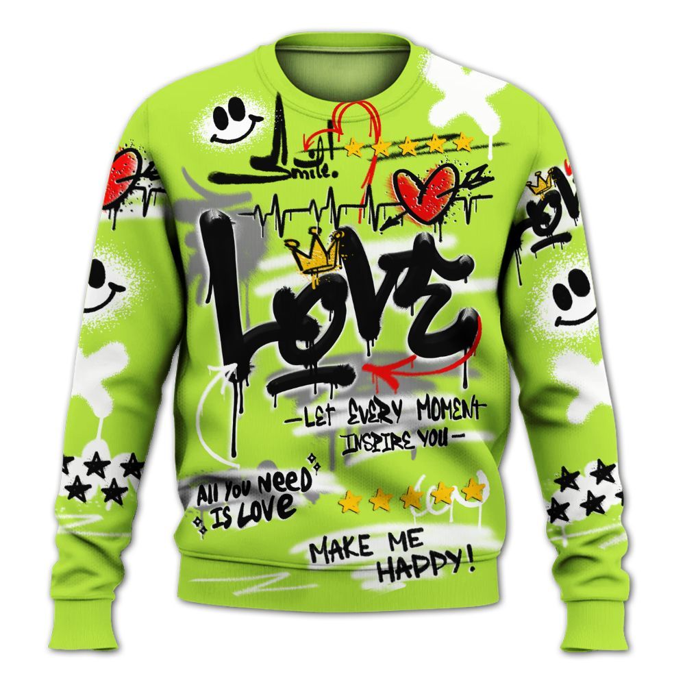 Sweatshirt To Match Air Force 1 Low Dance Volt - Happy Love Beats Graffiti Streetwear All Over Print