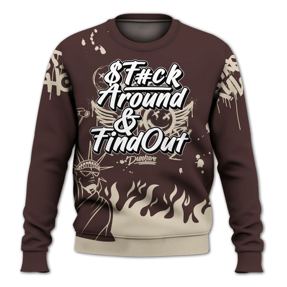 Sweatshirt To Match Burgundy Crush 3s - Graphic Fck Around Find Out All Over Print