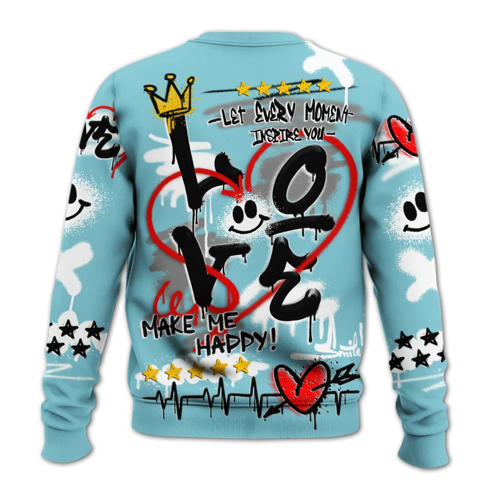 Sweatshirt To Match Low Legend Blue 11s - Happy Love Beats Graffiti Streetwear All Over Print